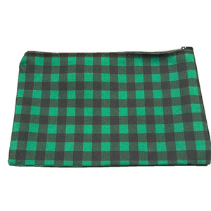 2/$10 Holiday Buffalo Plaid Cosmetic Makeup Bag With Zipper